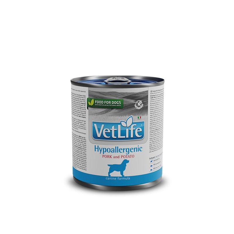 VETLIFE DOG HYPO CERDO Y PATATA 6 LATAS DE 300GRS