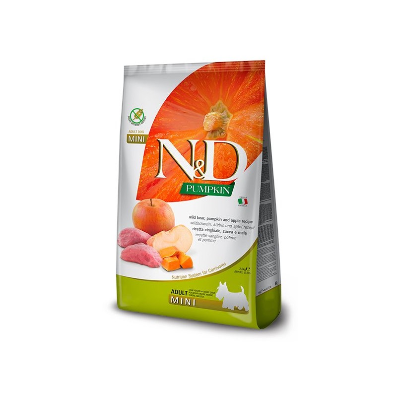 N&D PUMPKIN DOG MINI JABALI,MANZANA 2,5KG