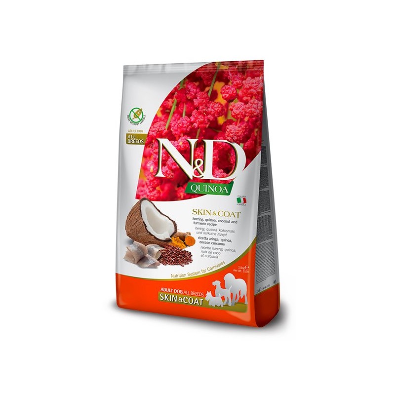 N&D QUINOA DOG SKIN COAT ARENQUE 2,5KG