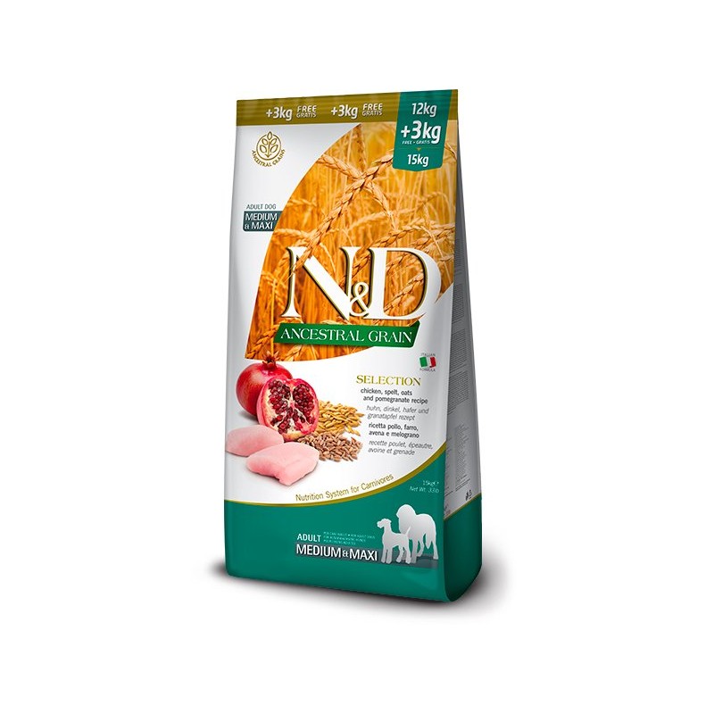 N&D ANCESTRAL DOG SELECTION MED/MAXI POLLO 12KG