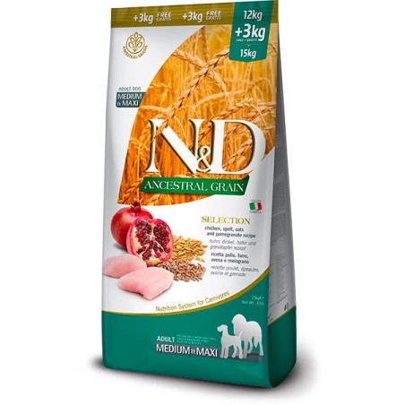 N&D ANCESTRAL DOG SELECTION MED/MAXI POLLO 12KG