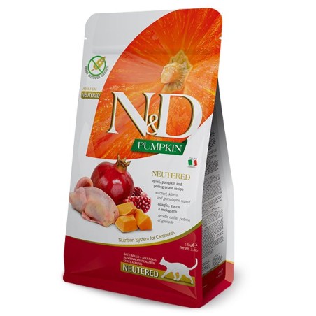 N&D PUMPKIN CAT NEUTERED CODORNIZ 5KG