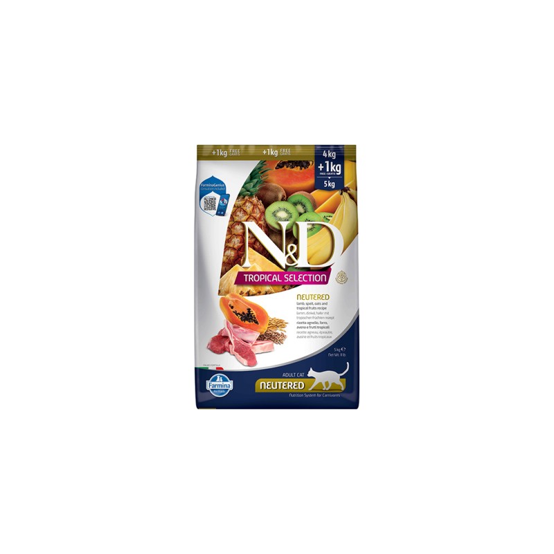 N&D TROPICAL CAT NEUTERED CORDERO 4+1KG N&D TROPICAL CAT NEUTERED CORDERO 4+1KG
