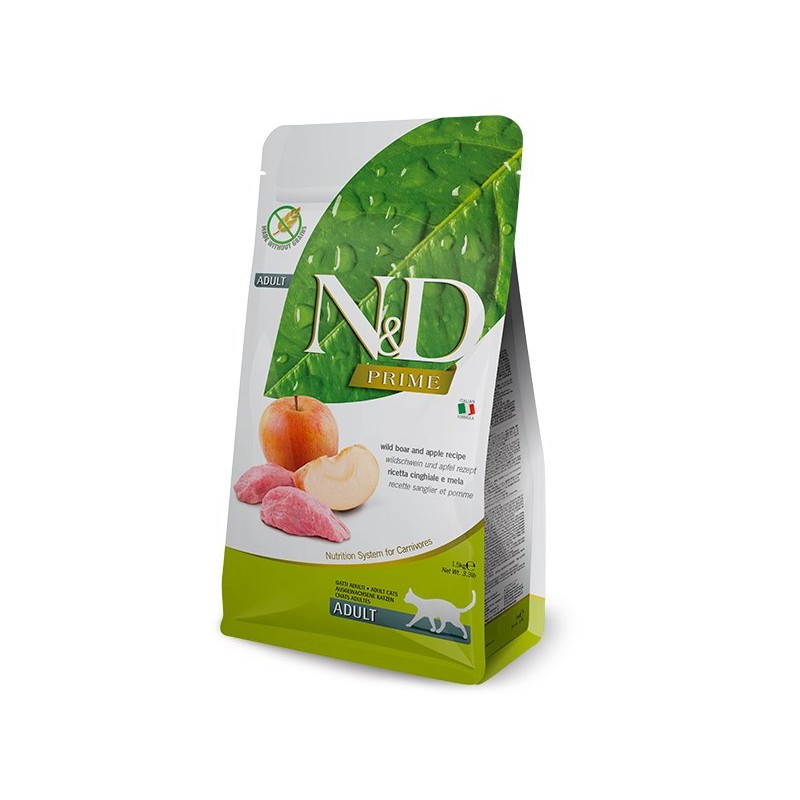 N&D PRIME CAT JABALI,MANZANA 1,5KG