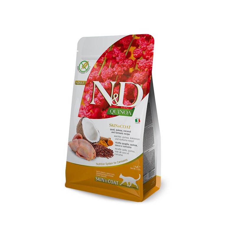 N&D QUINOA CAT SKIN COAT CODORNIZ 1,5KG