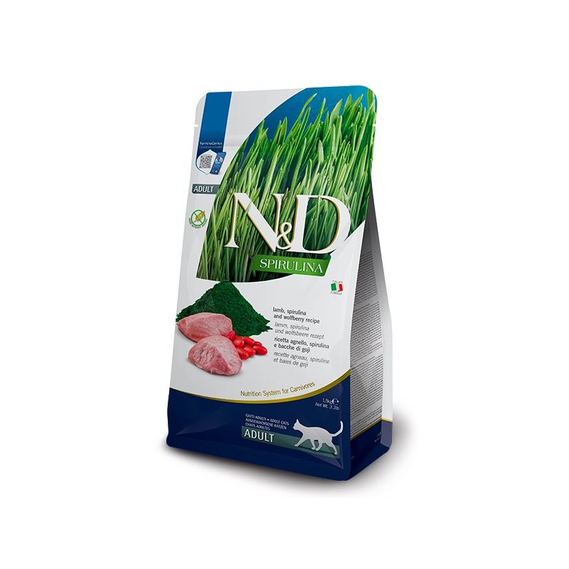 N&D SPIRULINA CAT CORDERO 1,5KG