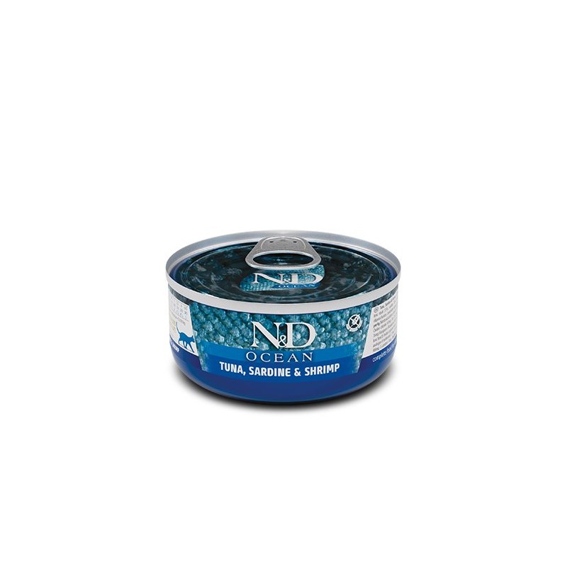 N&D OCEAN CAT ATUN,SARDINA,CAMARON 12X80G