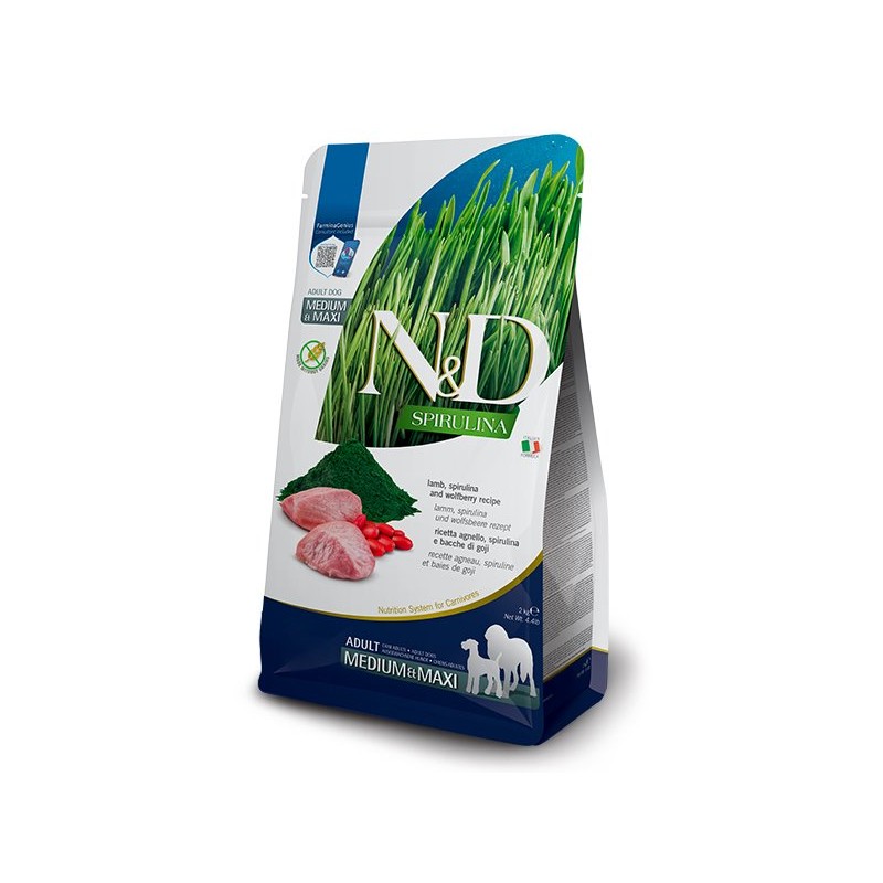 N&D SPIRULINA DOG MEDIUM/MAXI CORDERO 7KG N&D SPIRULINA DOG MEDIUM/MAXI CORDERO 7KG