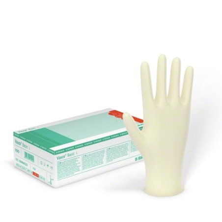 GUANTES LATEX VASCO SIN POLVO M 100u