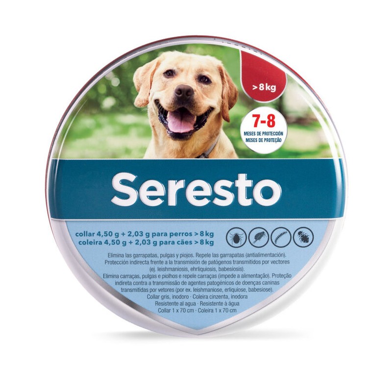 SERESTO 4,50 g + 2,03 g COLLAR PARA PERROS + DE 8 kg SERESTO 4,50 g + 2,03 g COLLAR PARA PERROS + DE 8 kg
