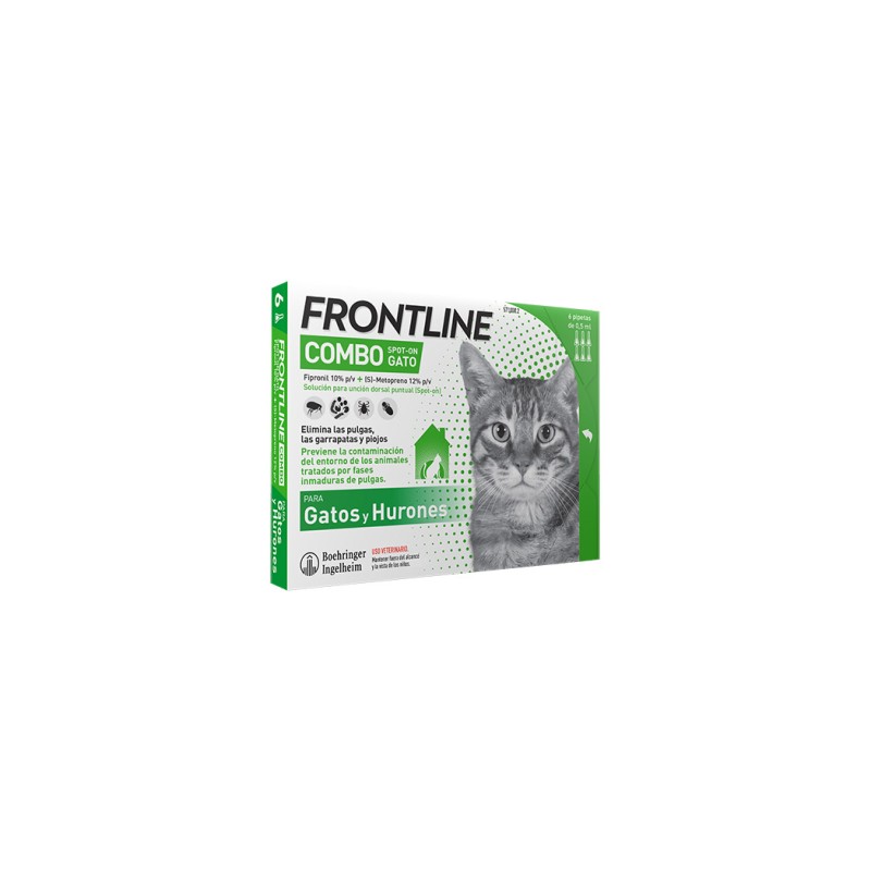 FRONTLINE COMBO 50,00 mg / 60,00 mg SOLUCION SPOT-ON PARA GATOS (6 pipetas)