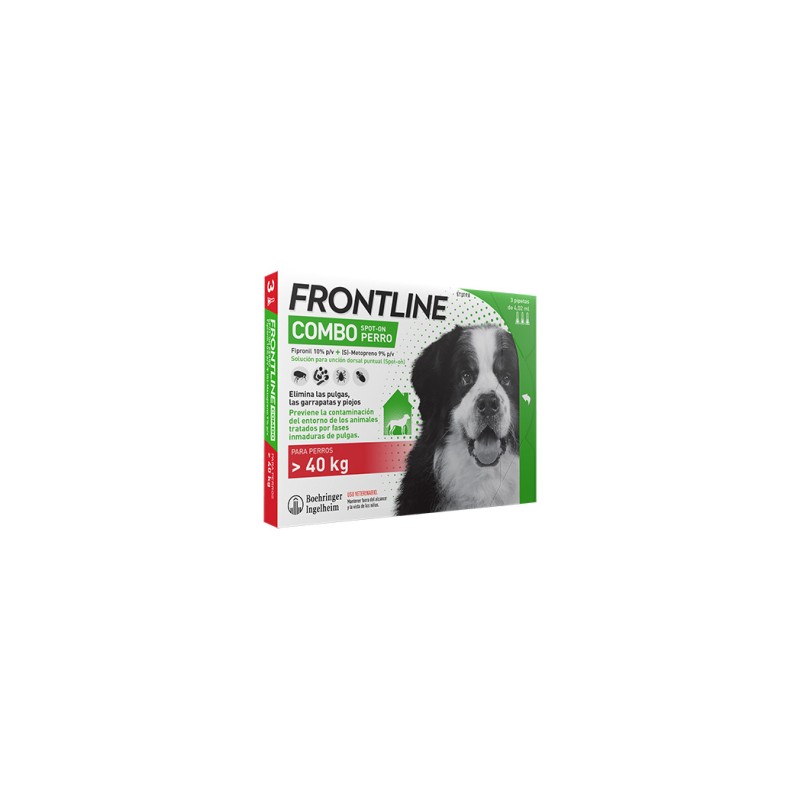 FRONTLINE COMBO 402,00 mg / 361,80 mg SOLUCION SPOT-ON PARA PERROS mas de 40 kg (3 pipetas)