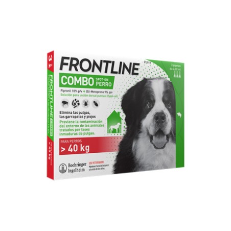FRONTLINE COMBO 402,00 mg / 361,80 mg SOLUCION SPOT-ON PARA PERROS mas de 40 kg (3 pipetas)
