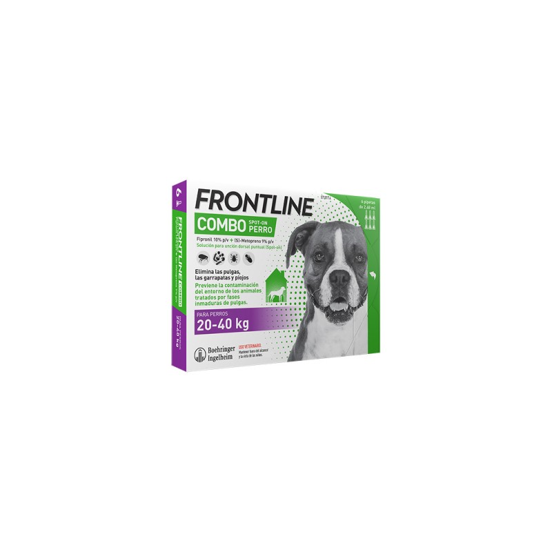 FRONTLINE COMBO 268,00 mg / 241,20 mg SOLUCION SPOT-ON PARA PERROS 20 a 40 kg (6 pipetas)