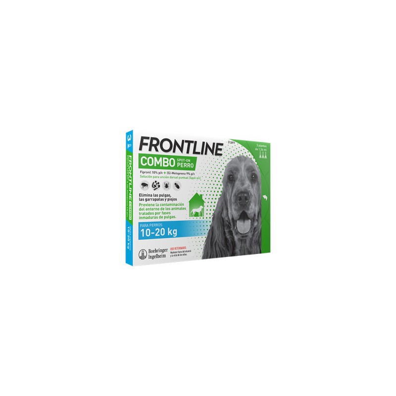 FRONTLINE COMBO 134,00 mg/120,60mg  SOLUCION SPOT-ON PARA PERROS 10-20kg (3 pipetas)