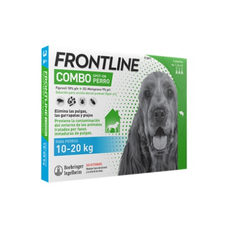 FRONTLINE COMBO 134,00 mg/120,60mg  SOLUCION SPOT-ON PARA PERROS 10-20kg (3 pipetas)