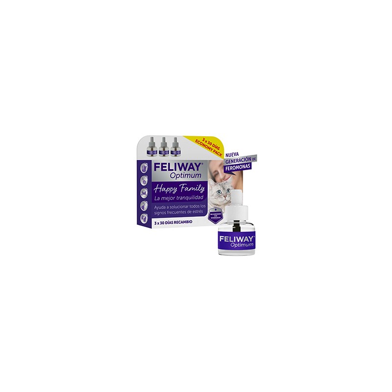 FELIWAY Optimum Pack ahorro 3 Recambios 90 días - La Mejor Tranquilidad para gatos
