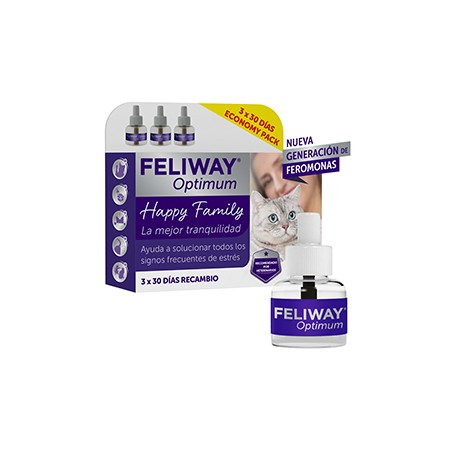 FELIWAY Optimum Pack ahorro 3 Recambios 90 días - La Mejor Tranquilidad para gatos
