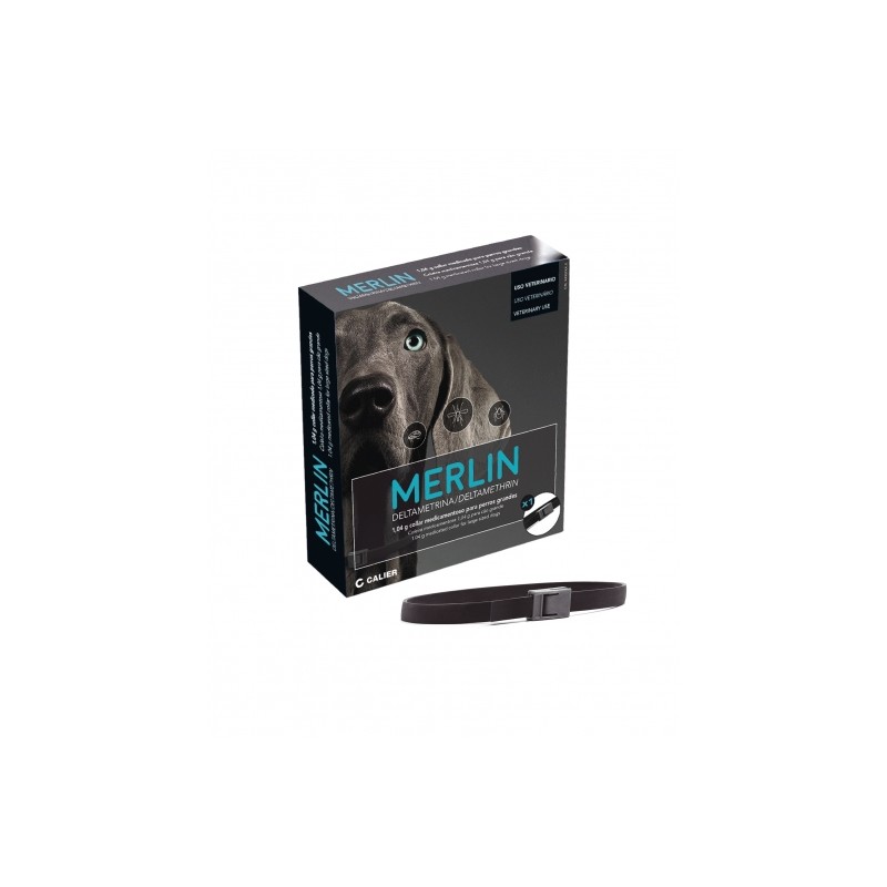 MERLIN 1,04 g COLLAR MEDICAMENTOSO PARA PERROS GRANDES, Caja de cartón con 1 collar MERLIN 1,04 g COLLAR MEDICAMENTOSO PARA PERROS GRANDES, Caja de cartón con 1 collar