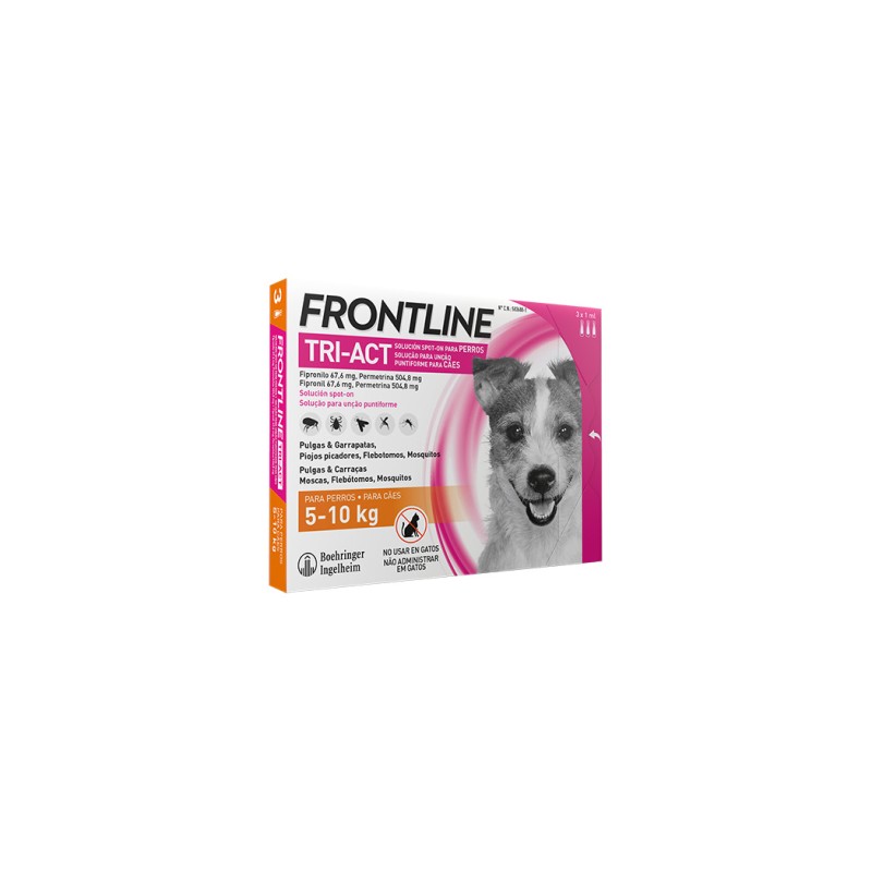 FRONTLINE TRI-ACT SOLUCION SPOT-ON PARA PERROS 5-10 kg (3 pipetas)