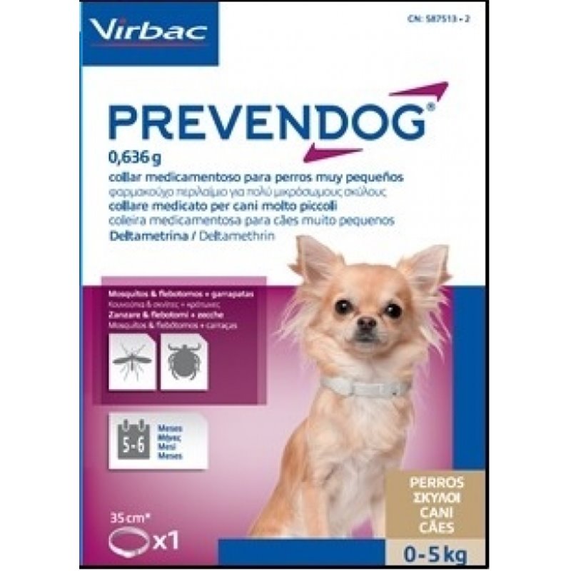 PREVENDOG 0,636 g COLLAR MEDICAMENTOSO PARA PERROS MUY PEQUEÑOS, 2 unidades PREVENDOG 0,636 g COLLAR MEDICAMENTOSO PARA PERROS MUY PEQUEÑOS, 2 unidades