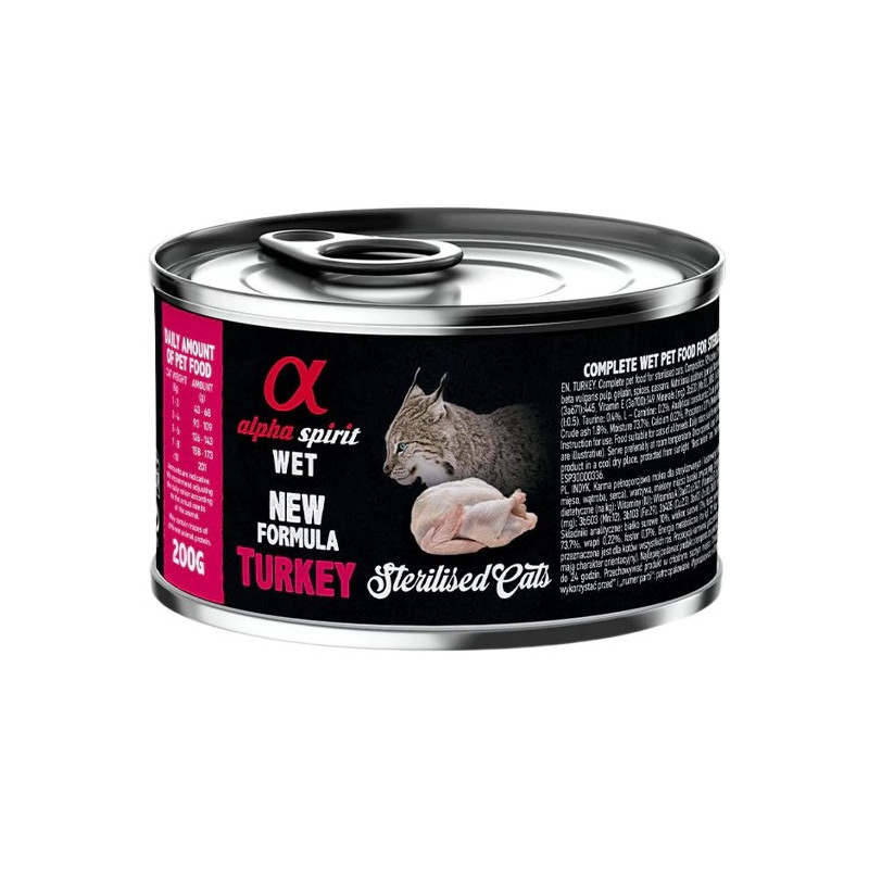Alpha Spirit Lata Gato Esterilizado Pavo 200GR