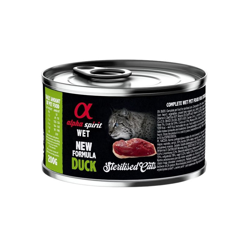 Alpha Spirit Lata Gato Esterilizado Pato 200GR