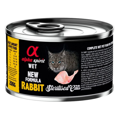Alpha Spirit Lata Gato Esterilizado Conejo 200GR