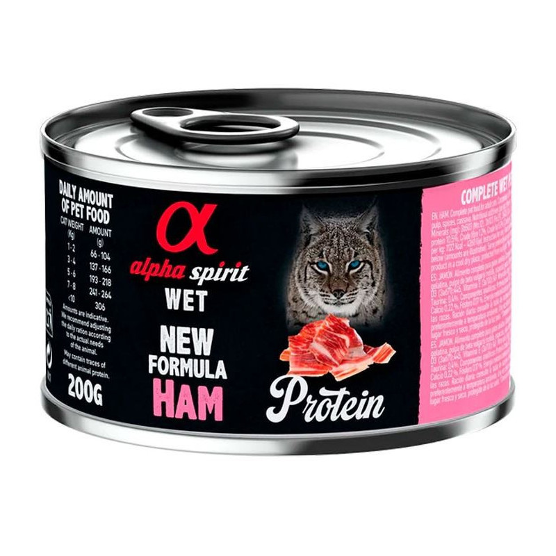 Alpha Spirit Lata Gato Jamón 200GR