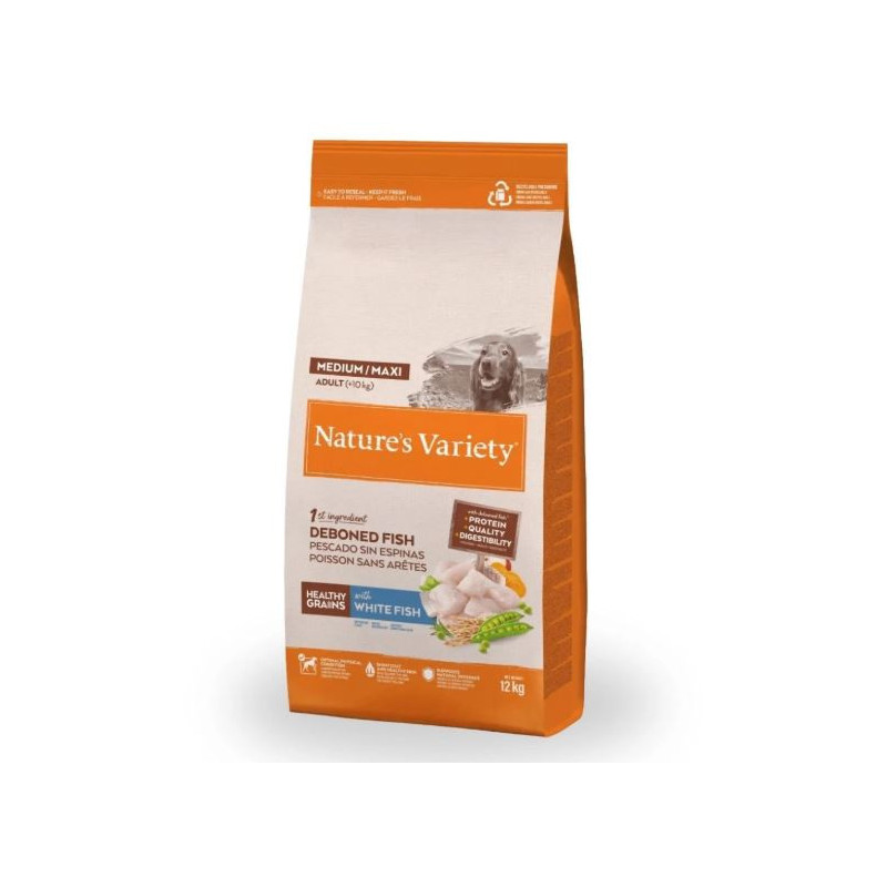 Nature´s Variety Perro HG Healthy Grain Medium Maxi Pescado Blanco