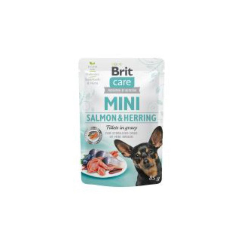 BRIT CARE DOG MINI SALM-AREN POUCH24x85g