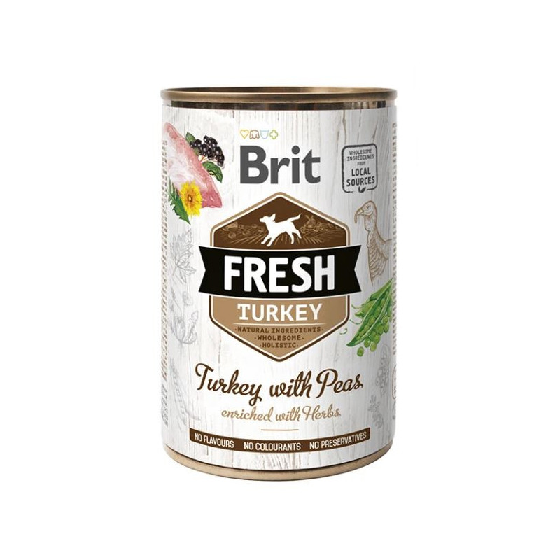 BRIT FRESH DOG PAVO- GUISANTES  6x400g