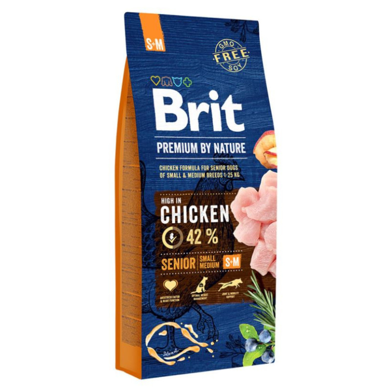 BRIT PREMIUM DOG NATURE- SENIOR S/M 15kg