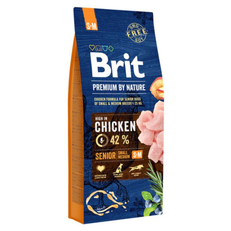 BRIT PREMIUM DOG NATURE- SENIOR S/M 15kg