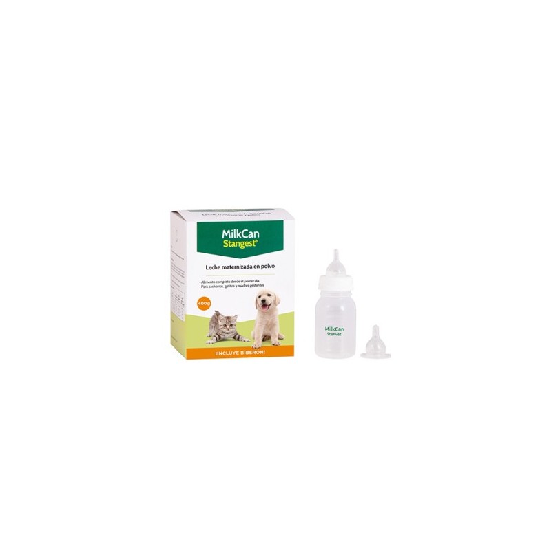 MilkCan leche maternizada para perros y gatos 400 g con biberón