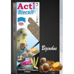 2 Barritas Acti Biscuit de 55 gr cada una Periquito y Exótico