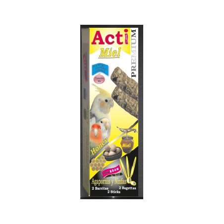 2 Barritas Acti Miel de 55 gr cada una Agapornis y Ninfas