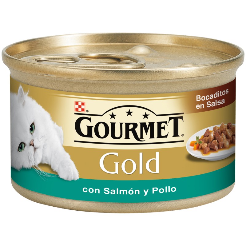 GOURMET GOLD Bocaditos en Salsa con Salmón y Pollo