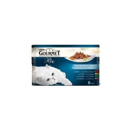 GOURMET PERLE Finas Láminas en Salsa con Buey, Pollo, Conejo y Salmón