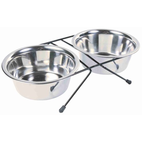 Set Comederos Acero Inox, 2 x 0.75 l, ø15 cm